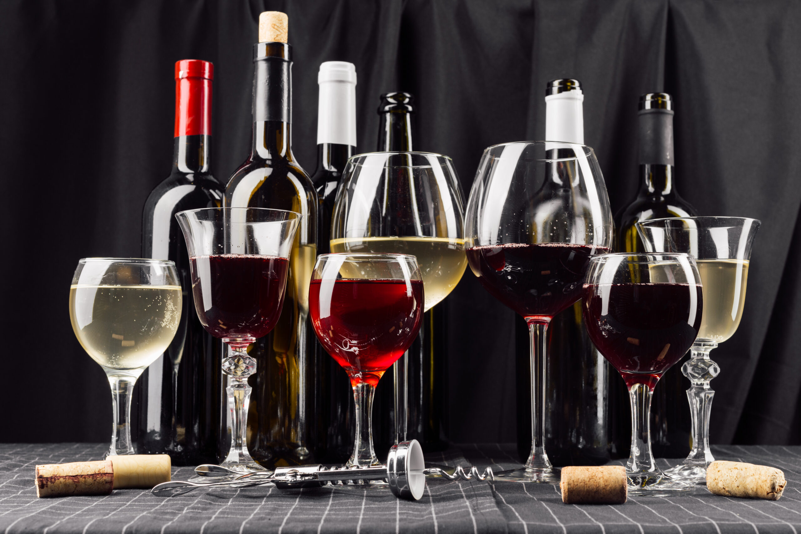 bottles and glasses of wine